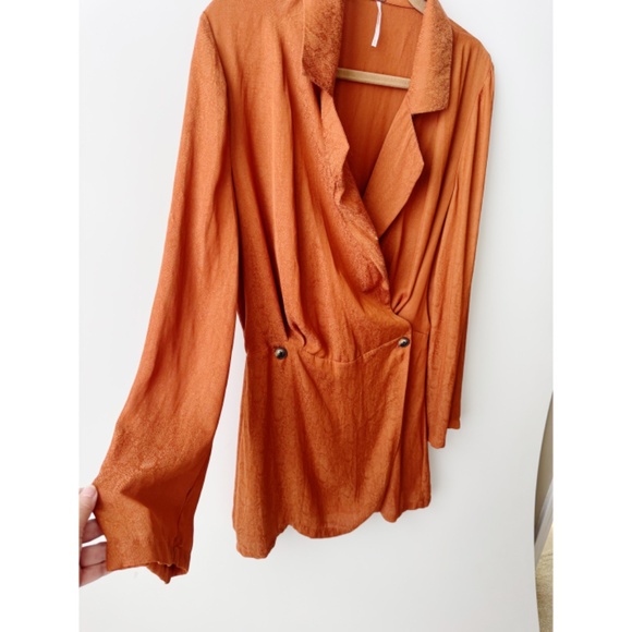 Free People Simone Notch Lapel Long Sleeve Mini Dress in Cinnaber M - Picture 9 of 11